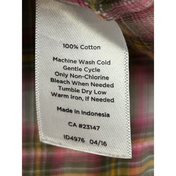 Talbots Top Womens Large Popover V-Neck Plaid Pink Pastel Lightweight Preppy - Picture 8 of 9